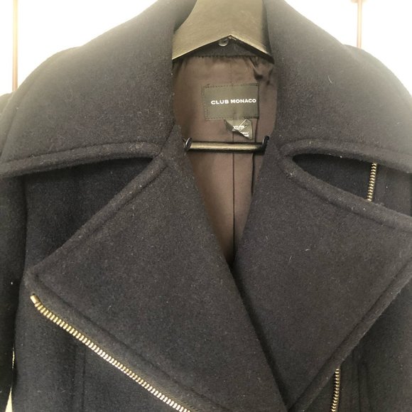 Club Monaco Black Josette Wool and Faux Fur Coat Size XS - Picture 6 of 8